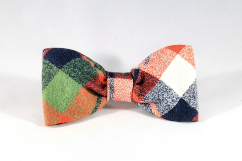 Fall Harvest Plaid Dog Bow Tie Collar