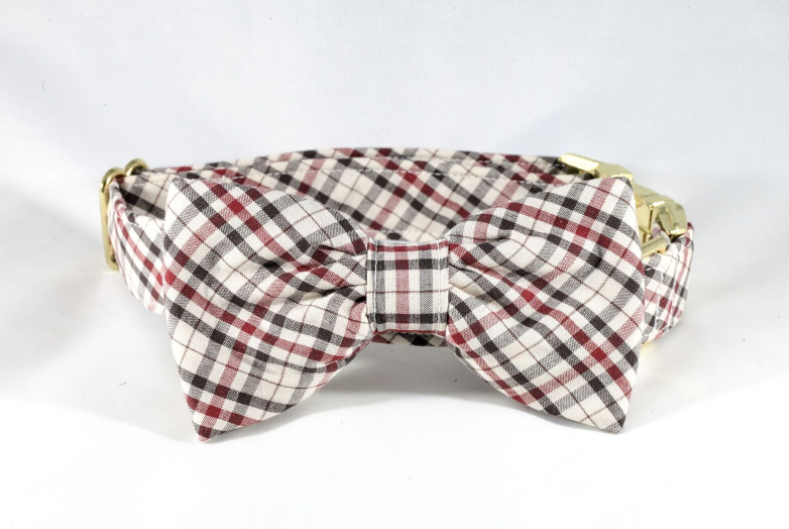 The Dapper Gent Classic Plaid Dog Bow Tie Collar