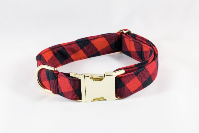 Buffalo Check Red And Black Dog Collar