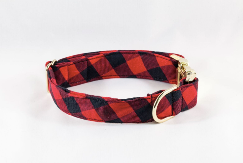 Buffalo Check Red And Black Dog Collar