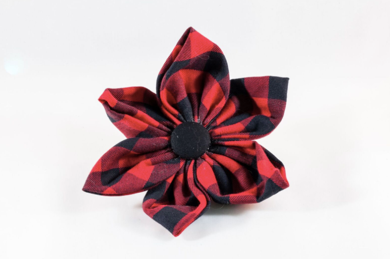 Buffalo Check Plaid Girl Dog Flower Bow Tie