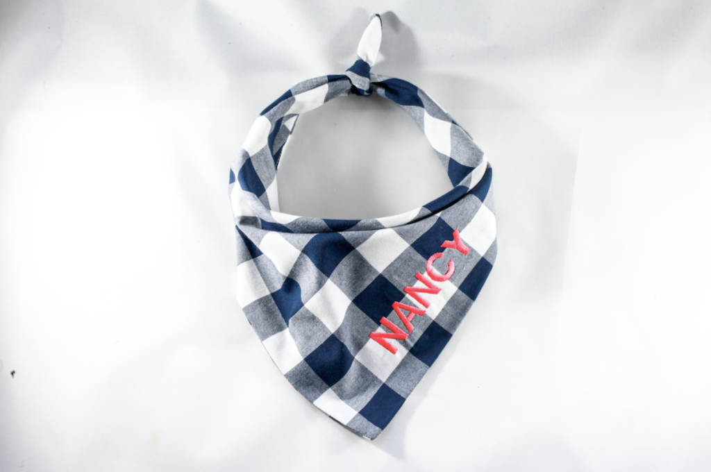 Navy Gingham Plaid Monogrammed Dog Bandana