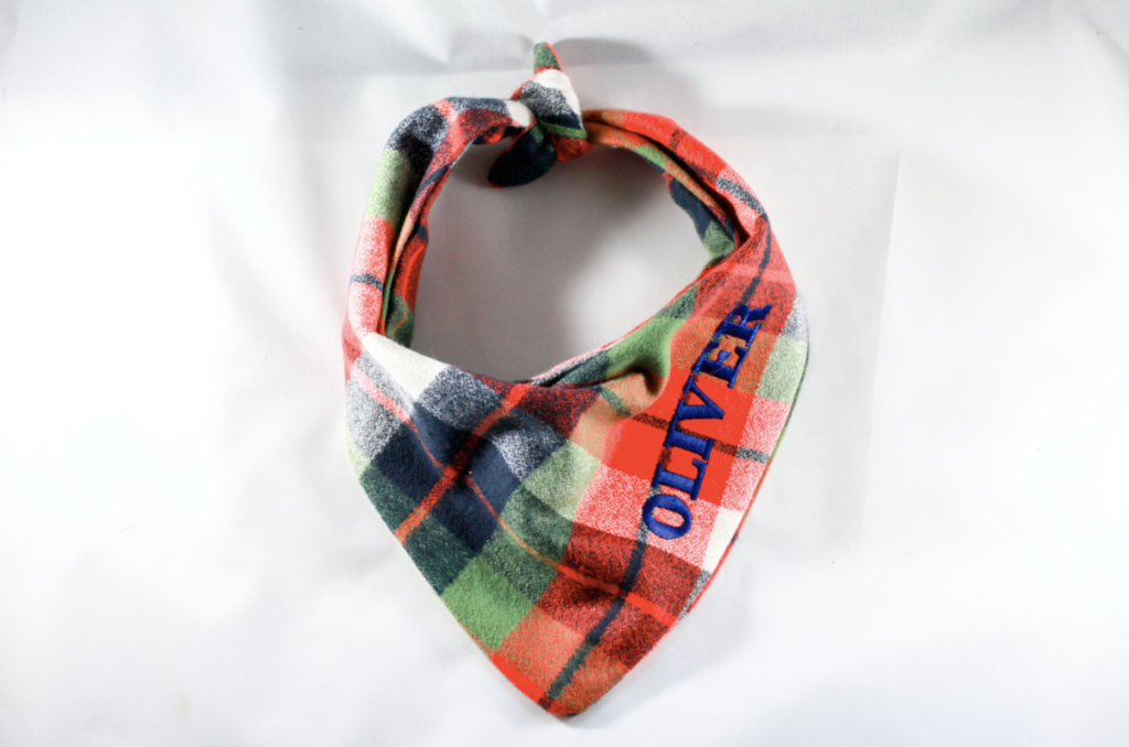 Pumpkin Spice Fall Plaid Monogrammed Dog Bandana