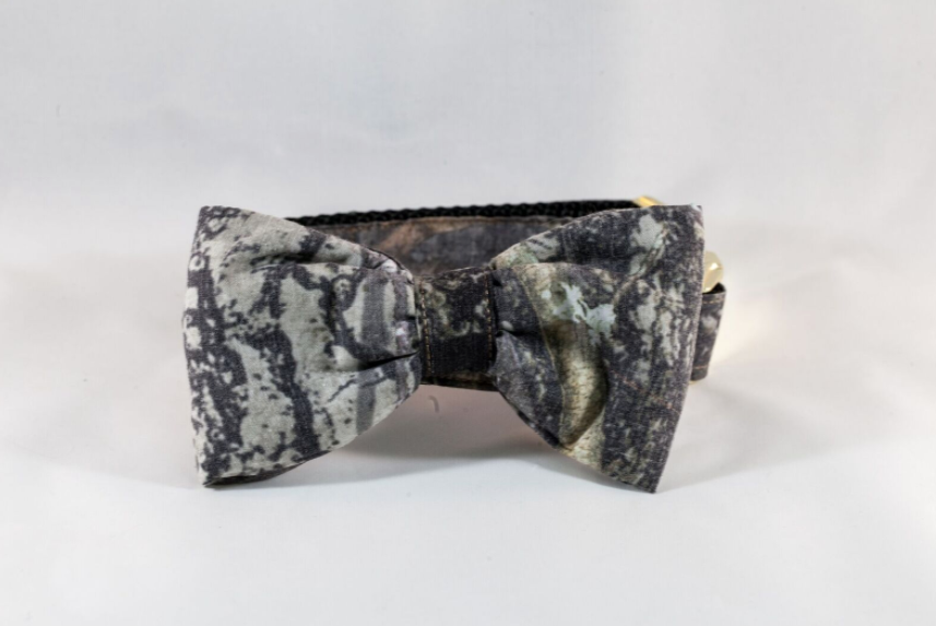 The Sporting Pup Camo Bow Tie Dog Collar–Classic Black