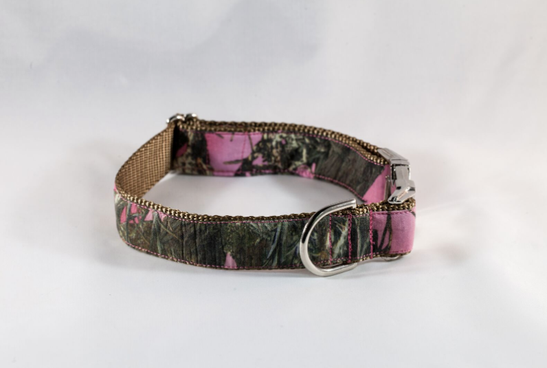 The Sporting Pup Pink Girl Dog Camo Collar–Brown