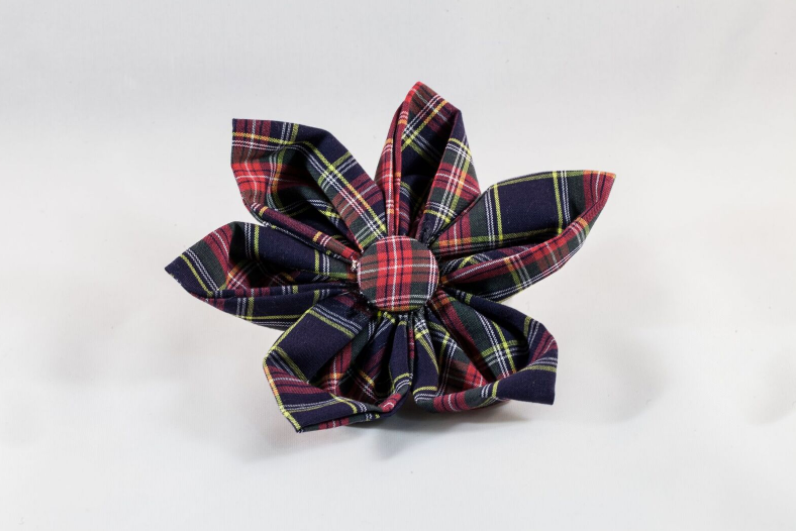 Classic Black And Red Tartan Plaid Girl Dog Flower Bow Tie