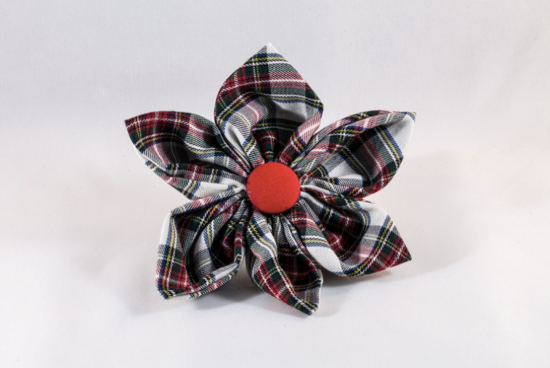 Tartan Plaid Girl Dog Flower Bow Tie