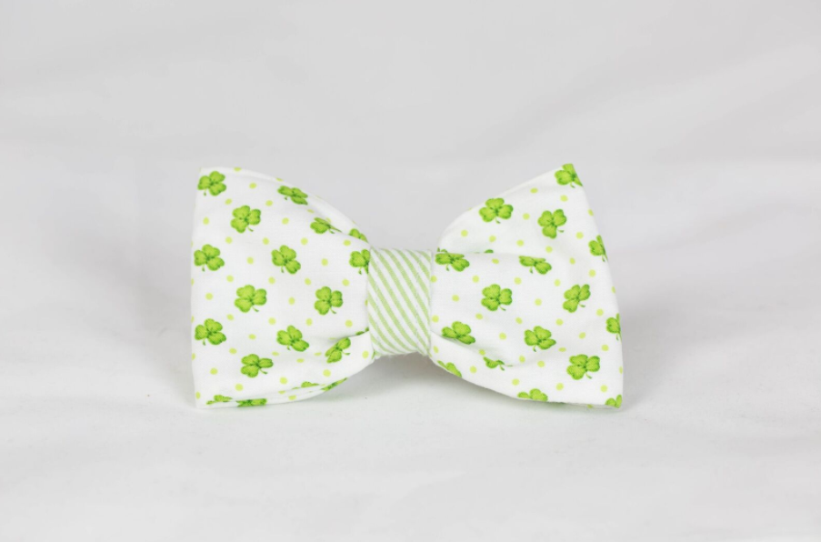 Preppy St. Patrick’s Day Luck Of The Irish Clover Bow Tie Dog Collar