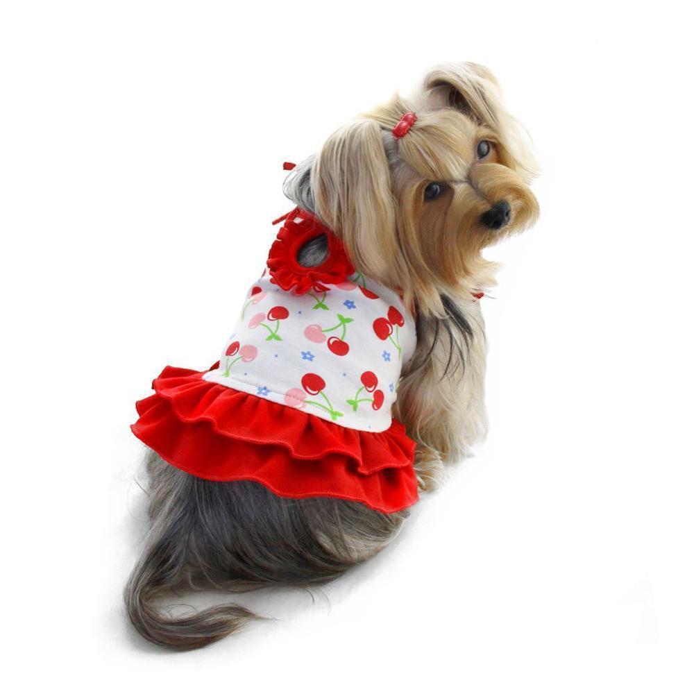 Soft Knit Cotton Cherries Dog Dress Small