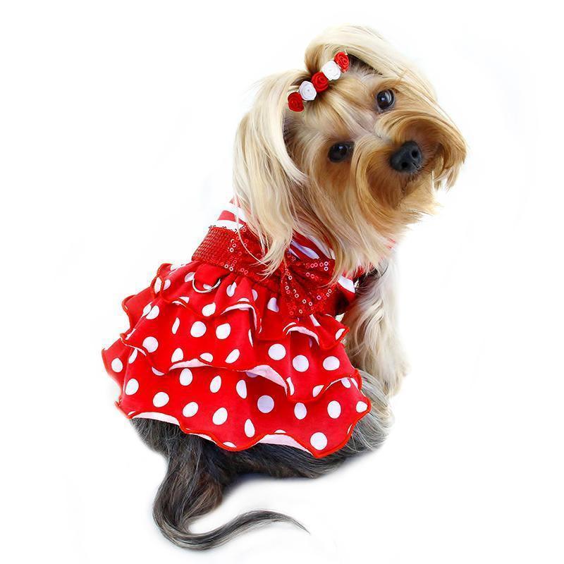 Sparkling Bow Ruffle Layered Dog Dress