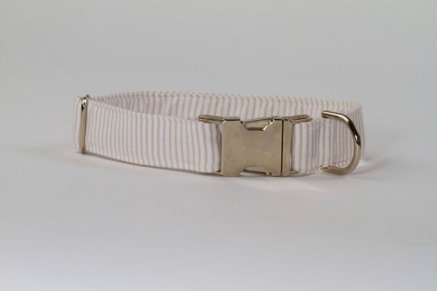 Preppy Khaki Seersucker Dog Collar