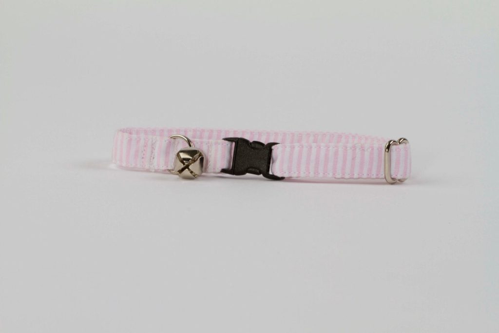 Preppy Pink Seersucker Kitty Cat Collar