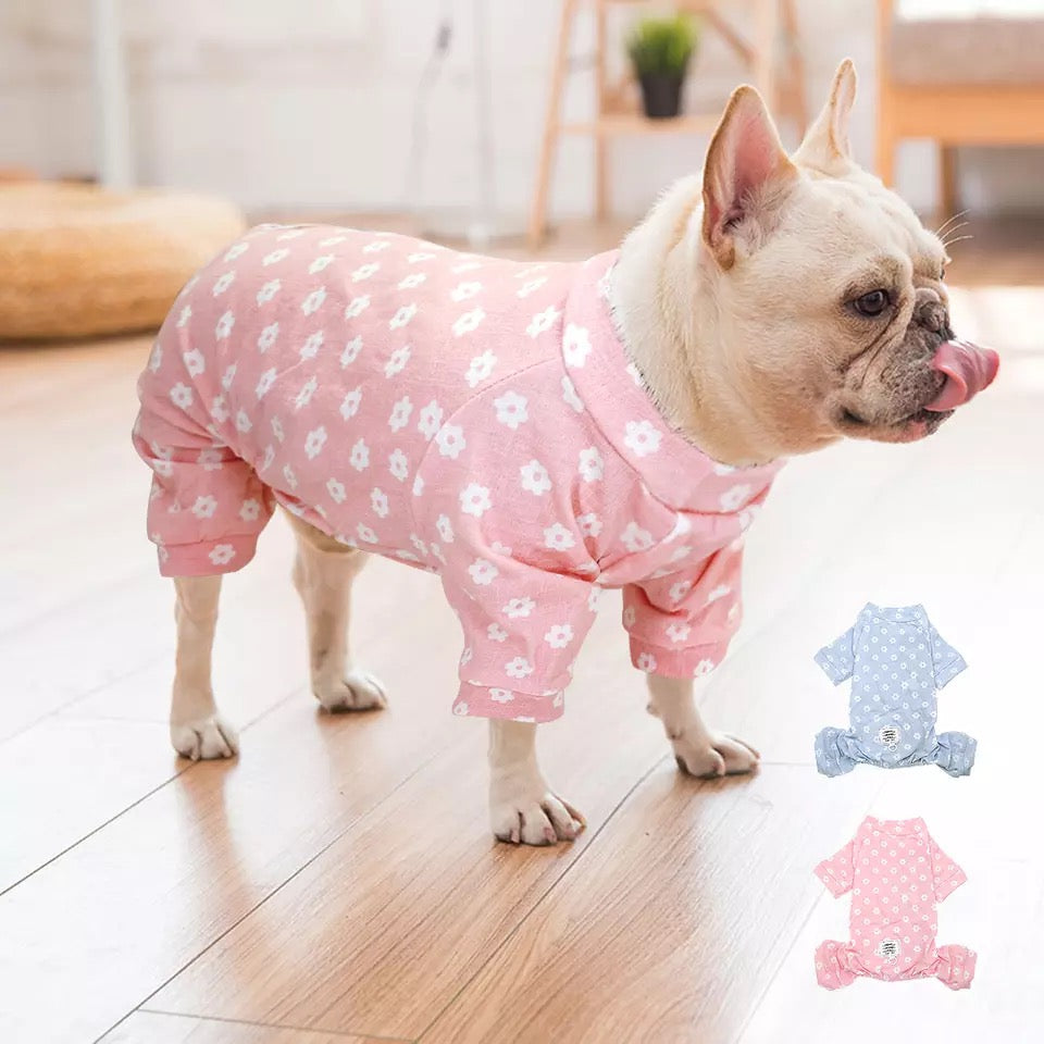 Flower Printed Dog JumpSuit Pajamas