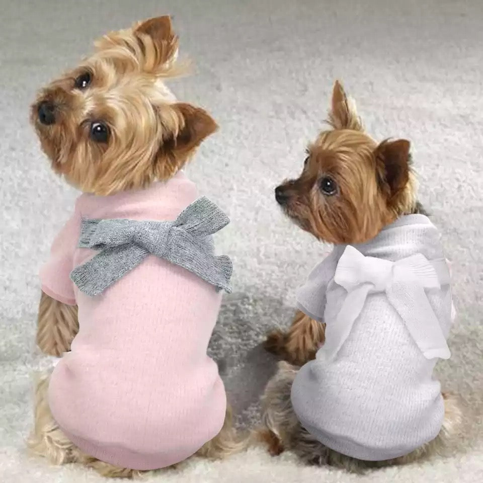 Bowknot Soft Dog Cat Sweater