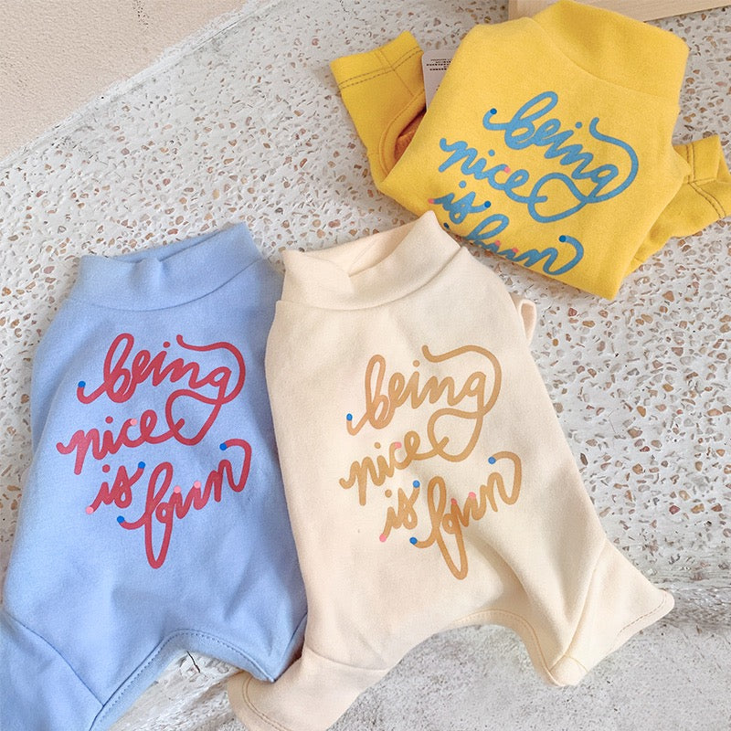 Warm Letter Printed Dog Jumpsuits