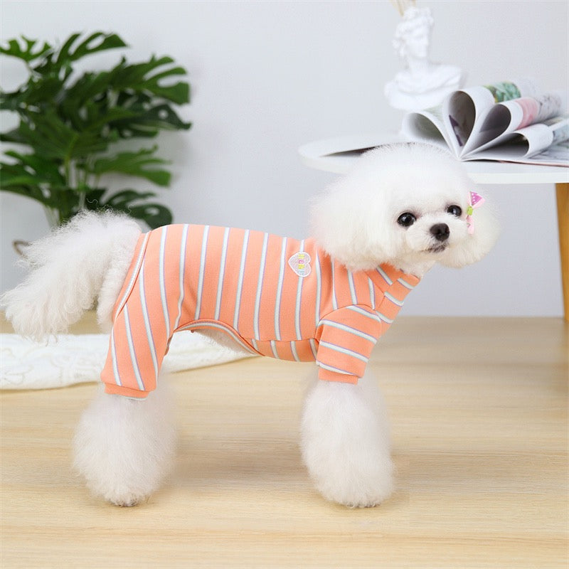 Striped Heart Dog Jumpsuits Pajama