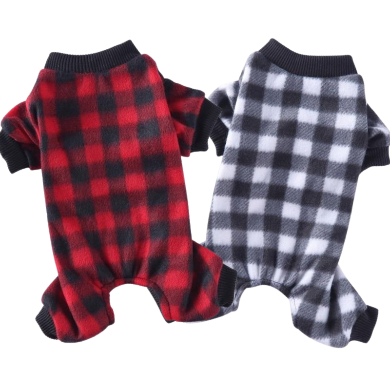 Warm Plaid Cat Dog Jumpsuits Pajamas