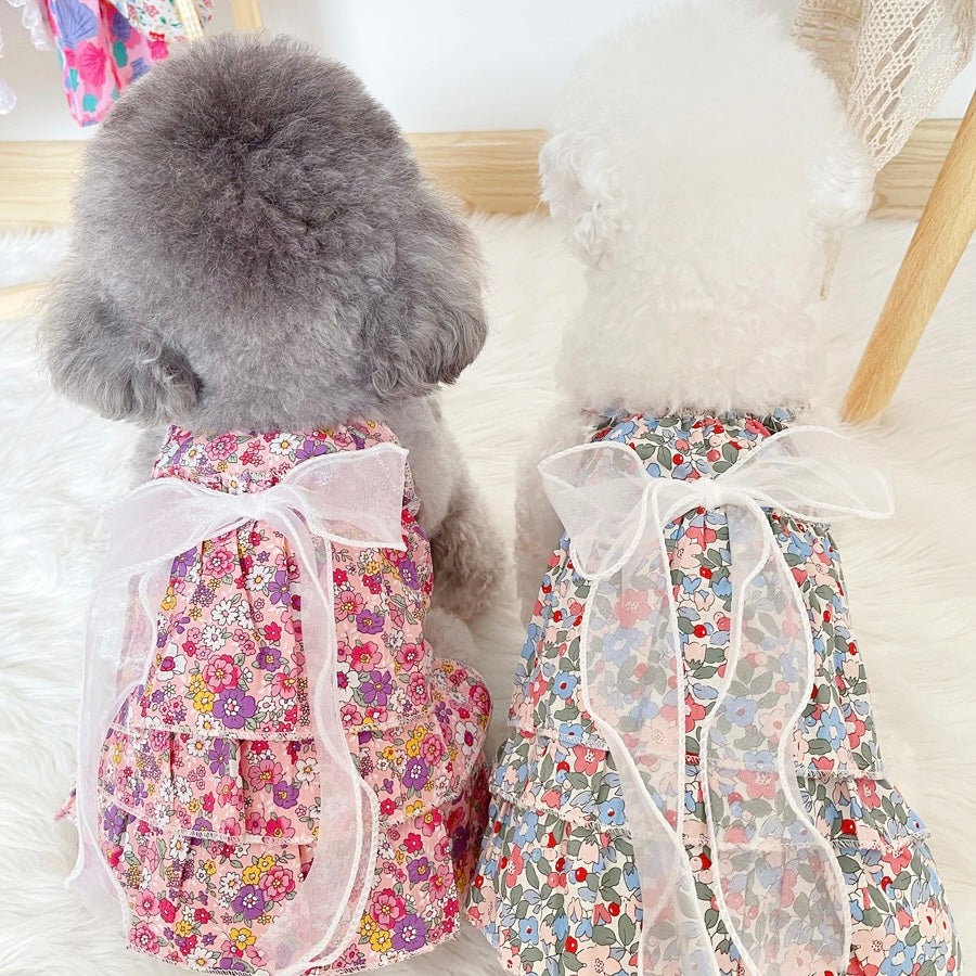 Floral Lace Bowknot Dog Cat Dress