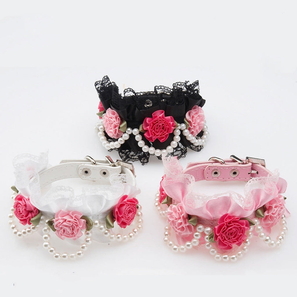 Flower Decor Lace Dog Cat Collar