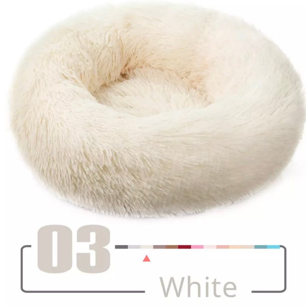 Solid Color Round Plush Dog Cat Bed