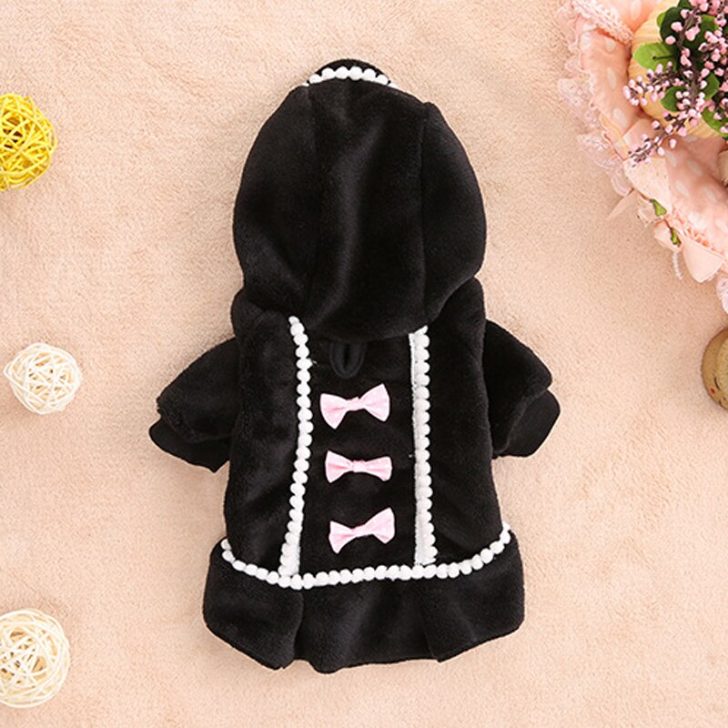 Fleece Bowknot Warm Dog Cat Coat