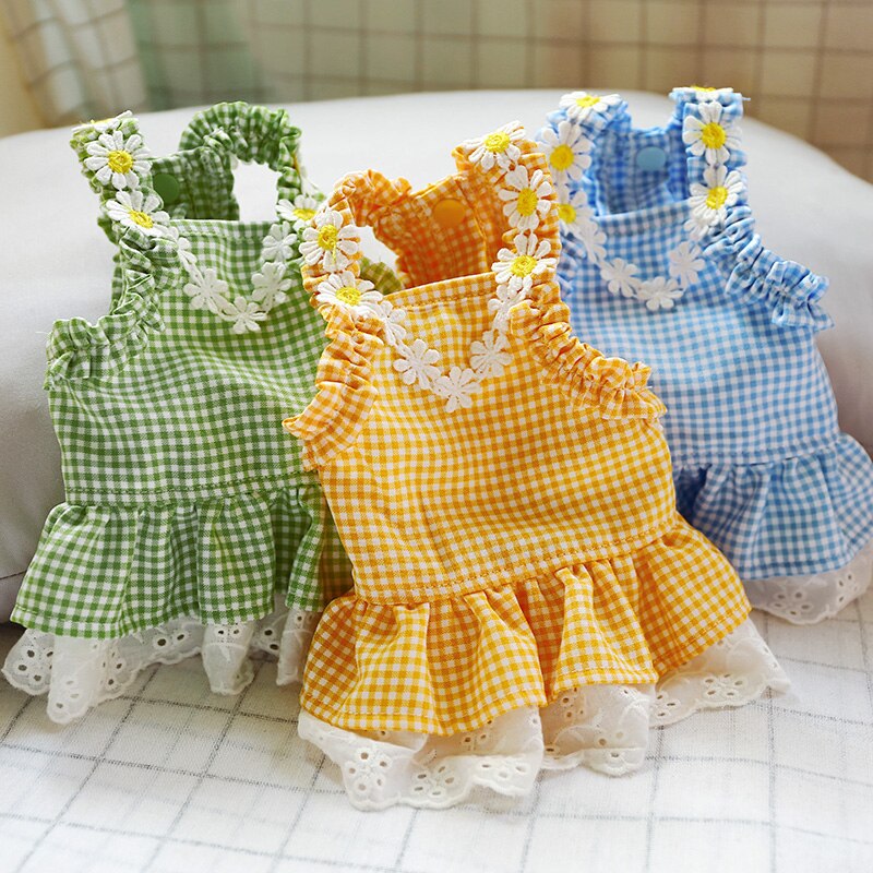 Daisy Plaid Pattern Dog Cat Dress