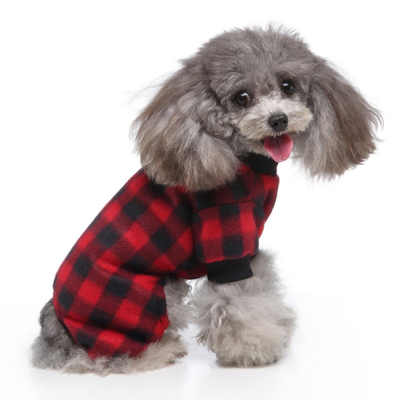 Warm Plaid Cat Dog Jumpsuits Pajamas