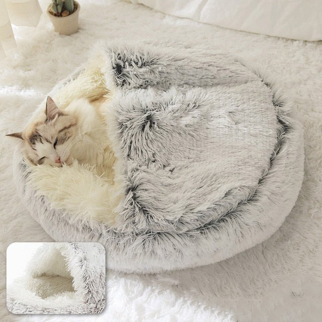 Round Plush Warm Dog Cat Bed House