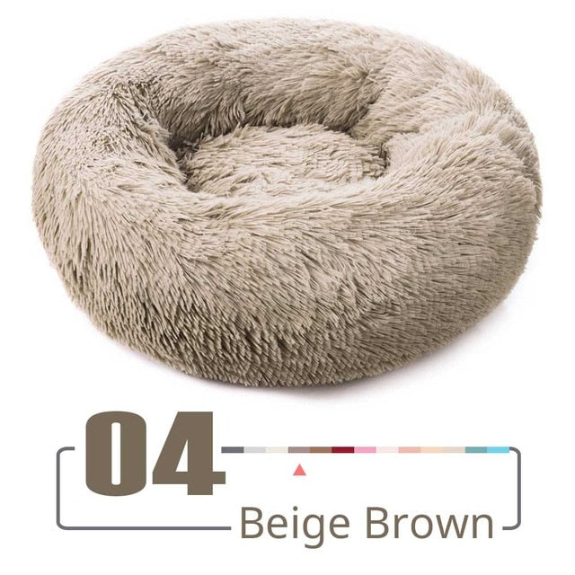 Solid Color Round Plush Dog Cat Bed