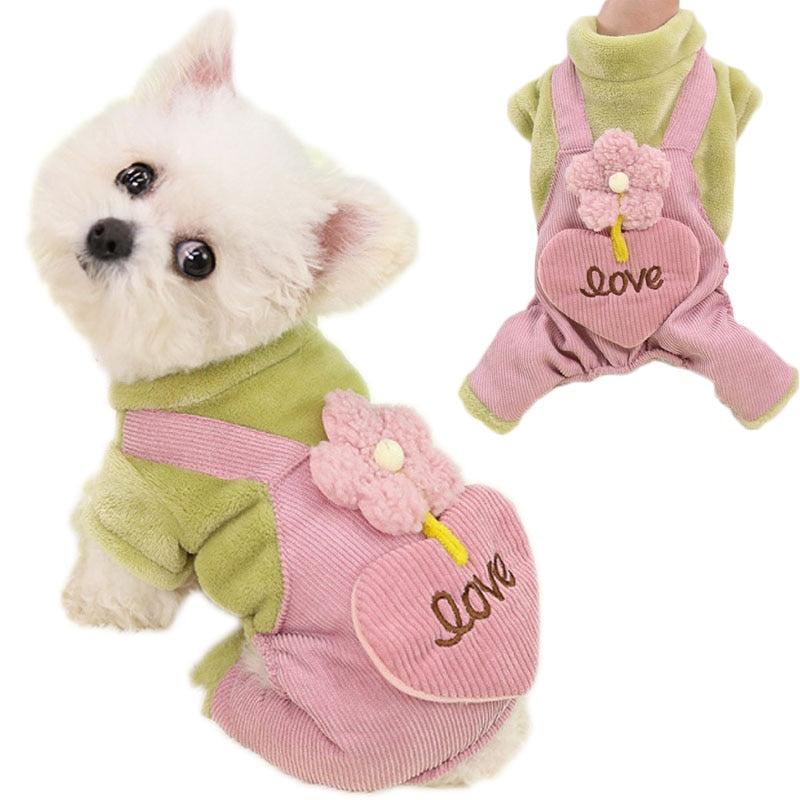 Fleece Flower Pattern Dog Jumpsuit