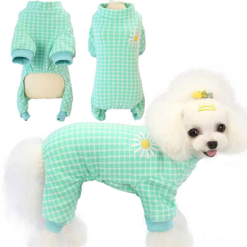 Plaid Daisy Printed Dog Cat Pajamas