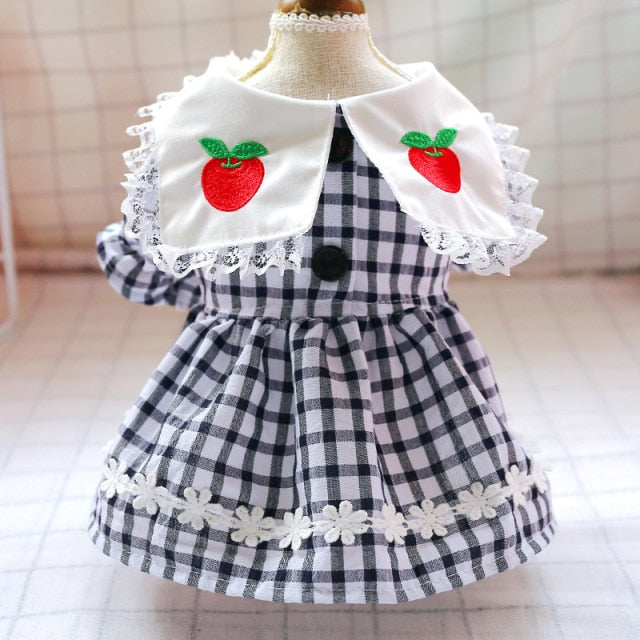 Apple Printed Plaid Dog Cat Dress