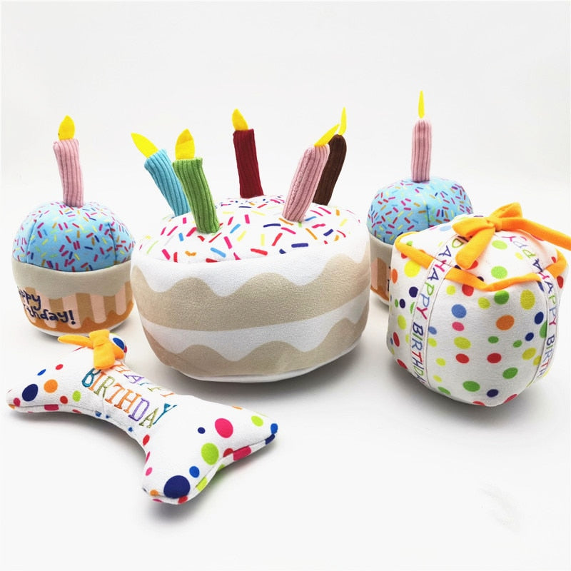 Birthday Cake Squeaky Dog Toys