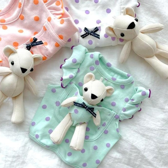 Polka Dot Dog Clothes With Bear Doll