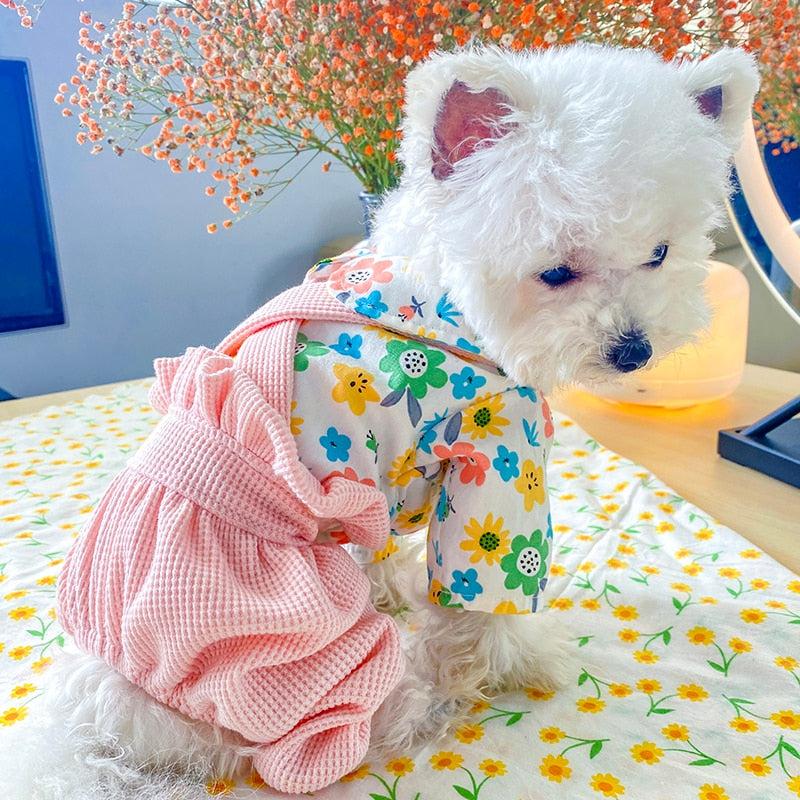 Floral Pattern Dog Cat Jumpsuits