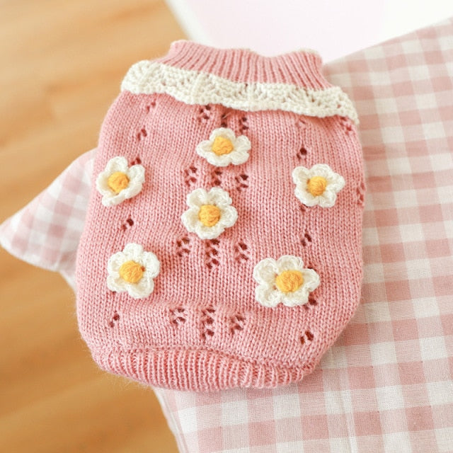 Flower Blossoming Knitted Dog Cat Sweater