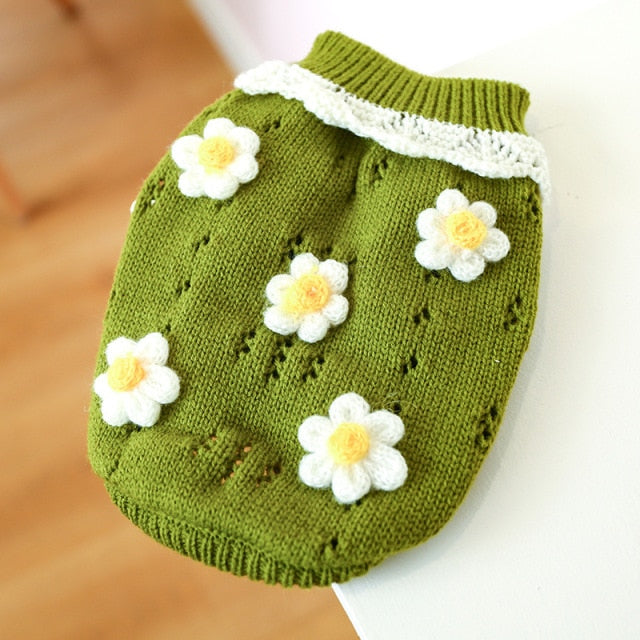 Flower Blossoming Knitted Dog Cat Sweater