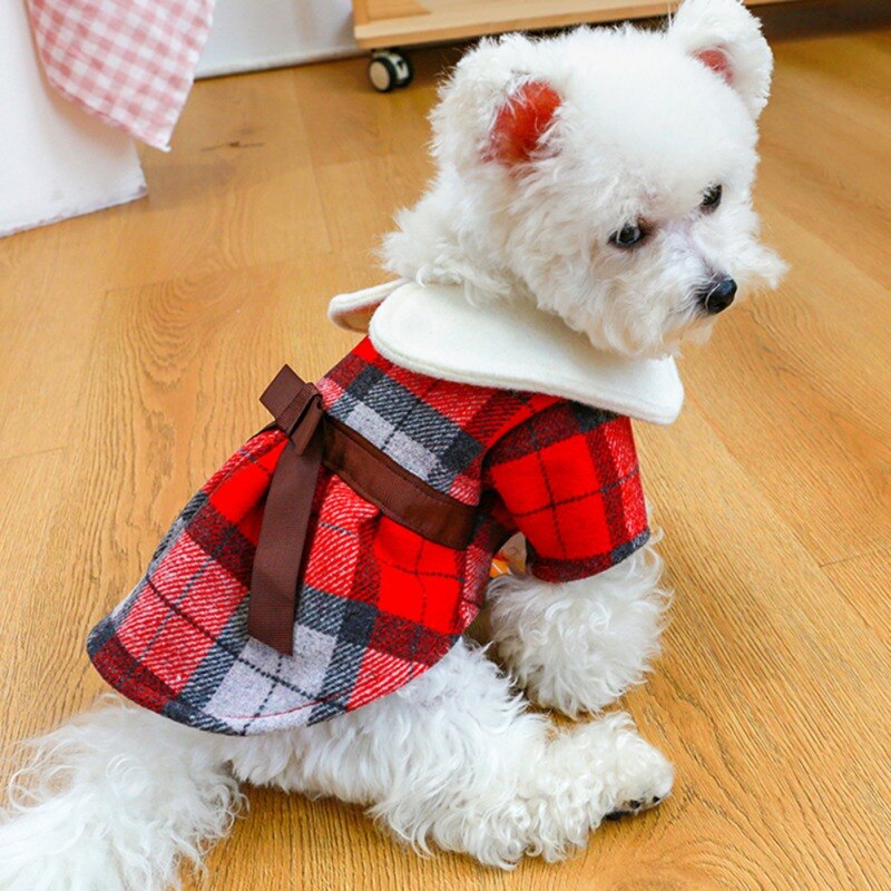 Vintage Plaid Woolen Dog Cat Dress