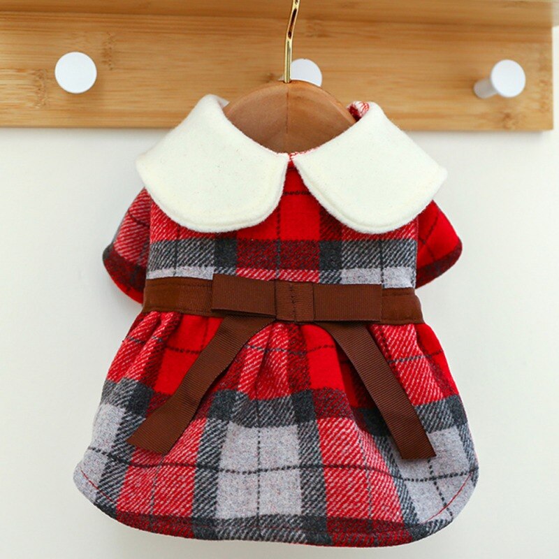 Vintage Plaid Woolen Dog Cat Dress