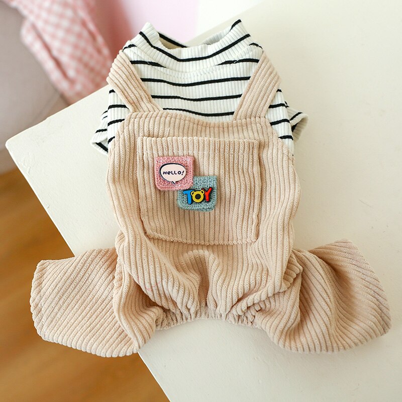 Striped Pocket Puppy Jumpsuits