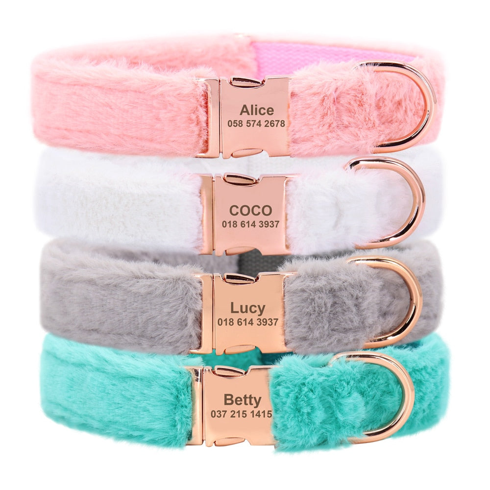 Soft Furry Personalized Dog Cat Collar