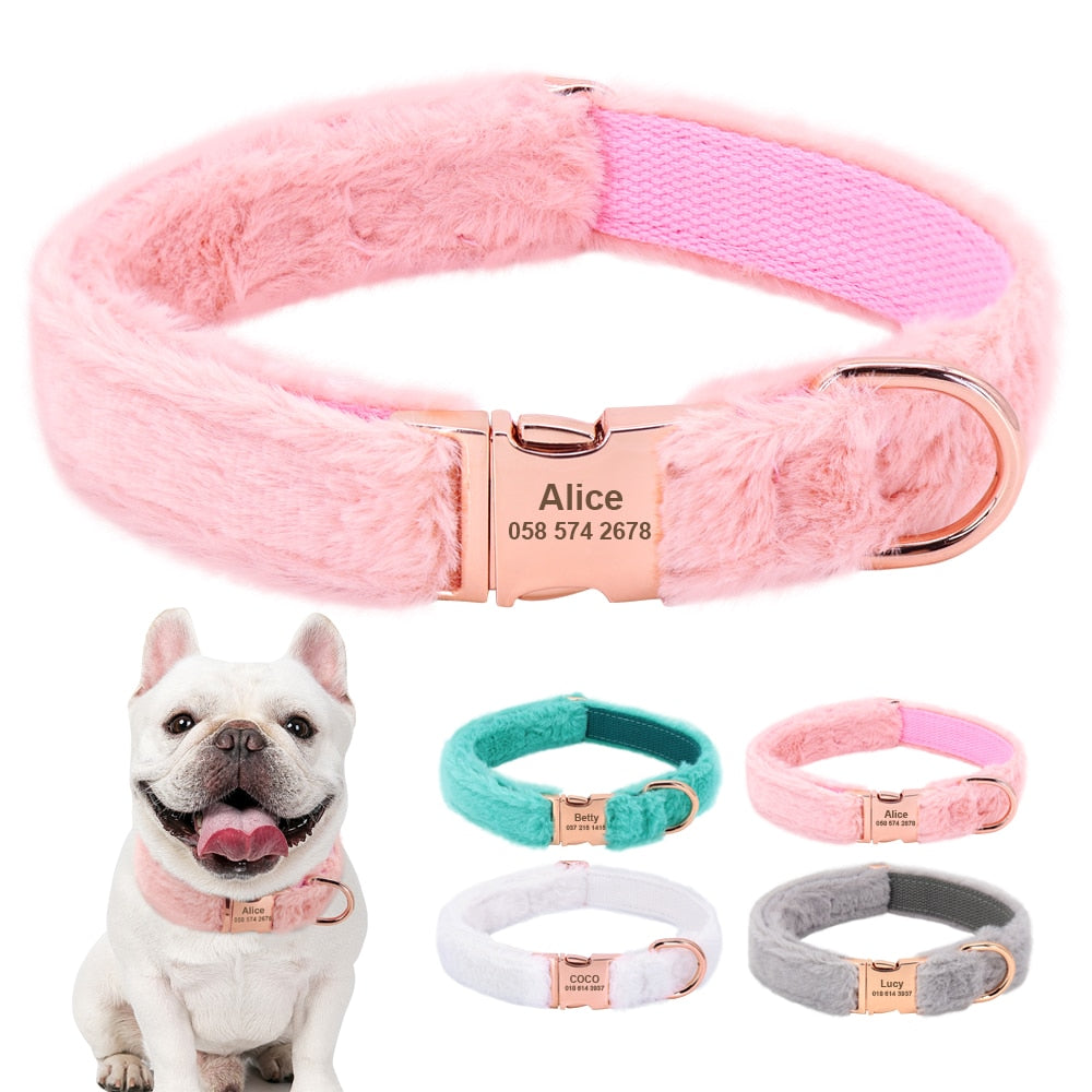 Soft Furry Personalized Dog Cat Collar