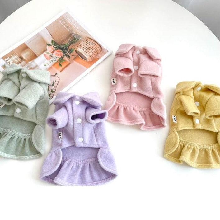 Sweet Solid Color Dog Dress Coat