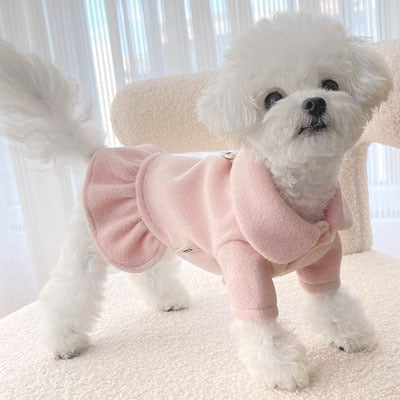 Sweet Solid Color Dog Dress Coat