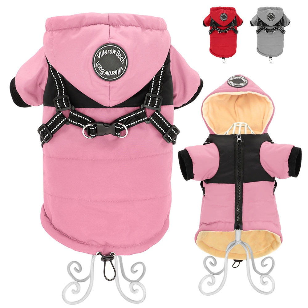 Warm Dog Jacket With Harness