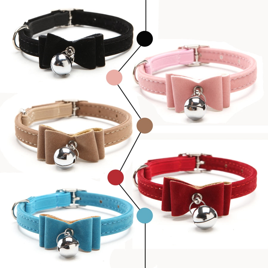 Elastic Bowtie Cat Dog Collar With Bell